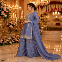 Women's Premium Simar Silk Hand Mirror Work Gharara Suit Set with Dupatta